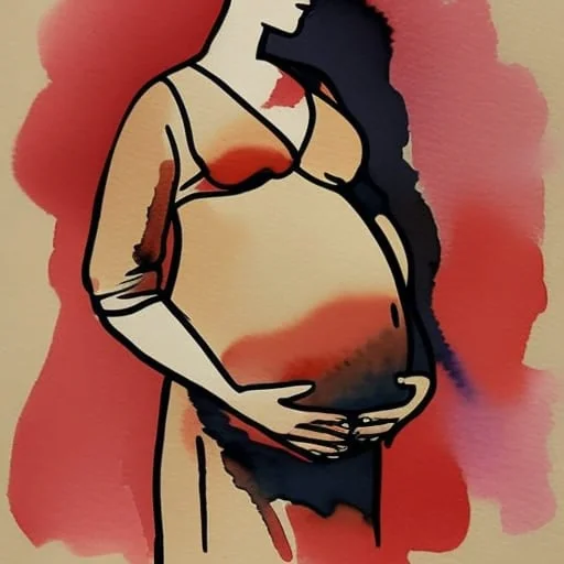 drawing of woman in week 21 of pregnancy